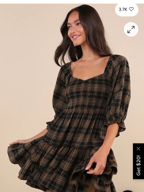 Lulus Dresses & Skirts - Lulus NWT Black and Brown Plaid Patterned Dress